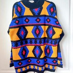 Vintage 80s Aztec print ski sweater by Sweater Express